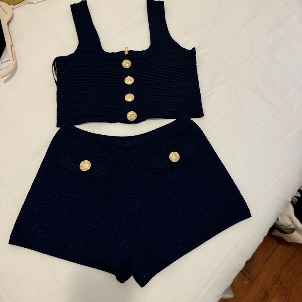 Retrofete Metallic Navy Mini Short Set - Picture 4 of 8